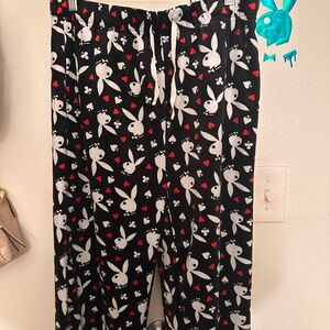 PLAYBOY Black and White Bunny Pajama Bottoms